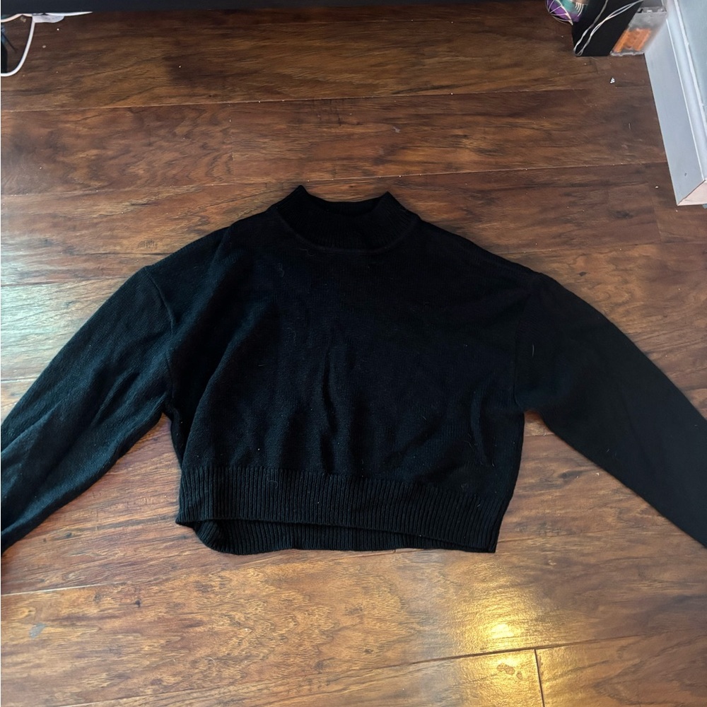 H&M Black Cowl Neck Sweater with Voluminous Sleeves